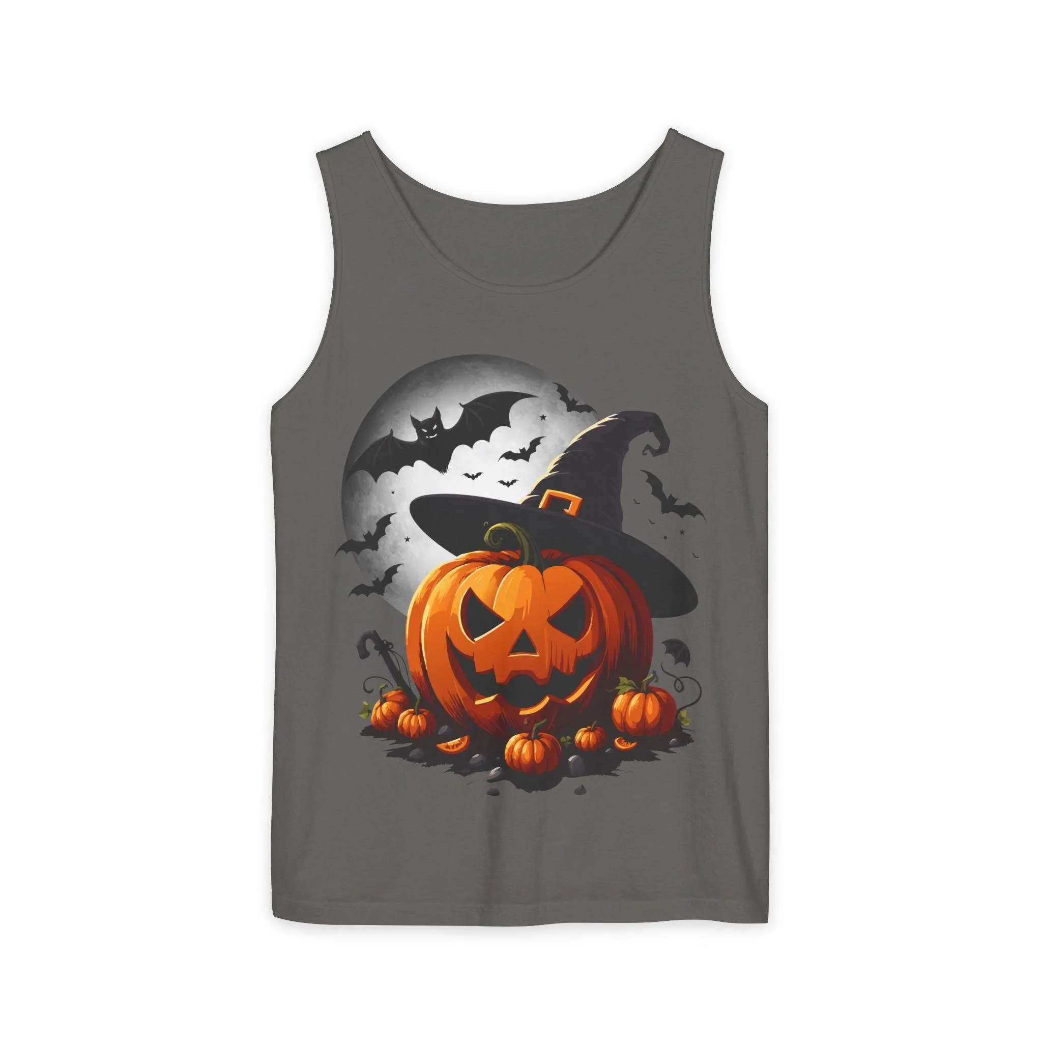 Halloween Witch Pumpkin Unisex Garment-Dyed Tank Top