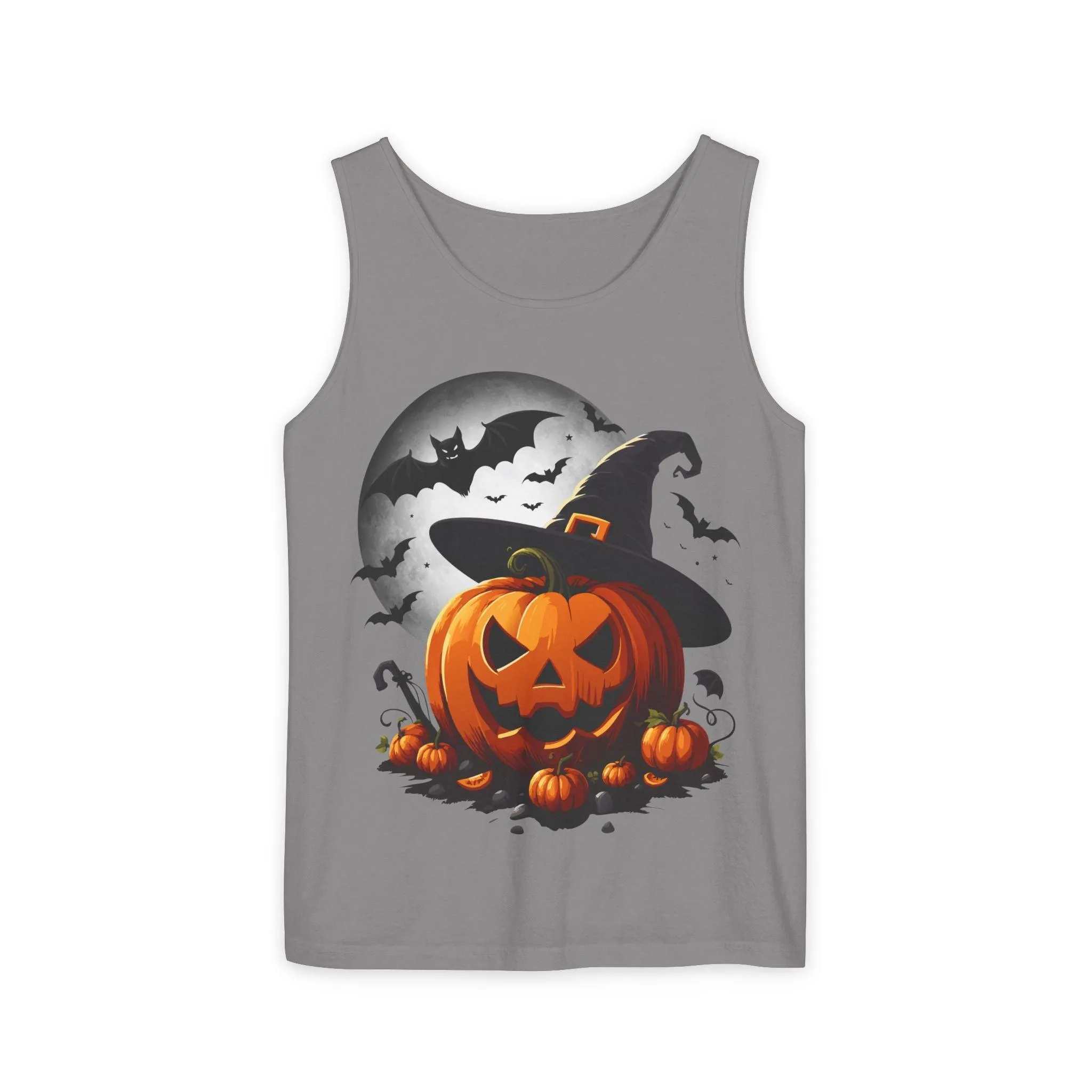 Halloween Witch Pumpkin Unisex Garment-Dyed Tank Top