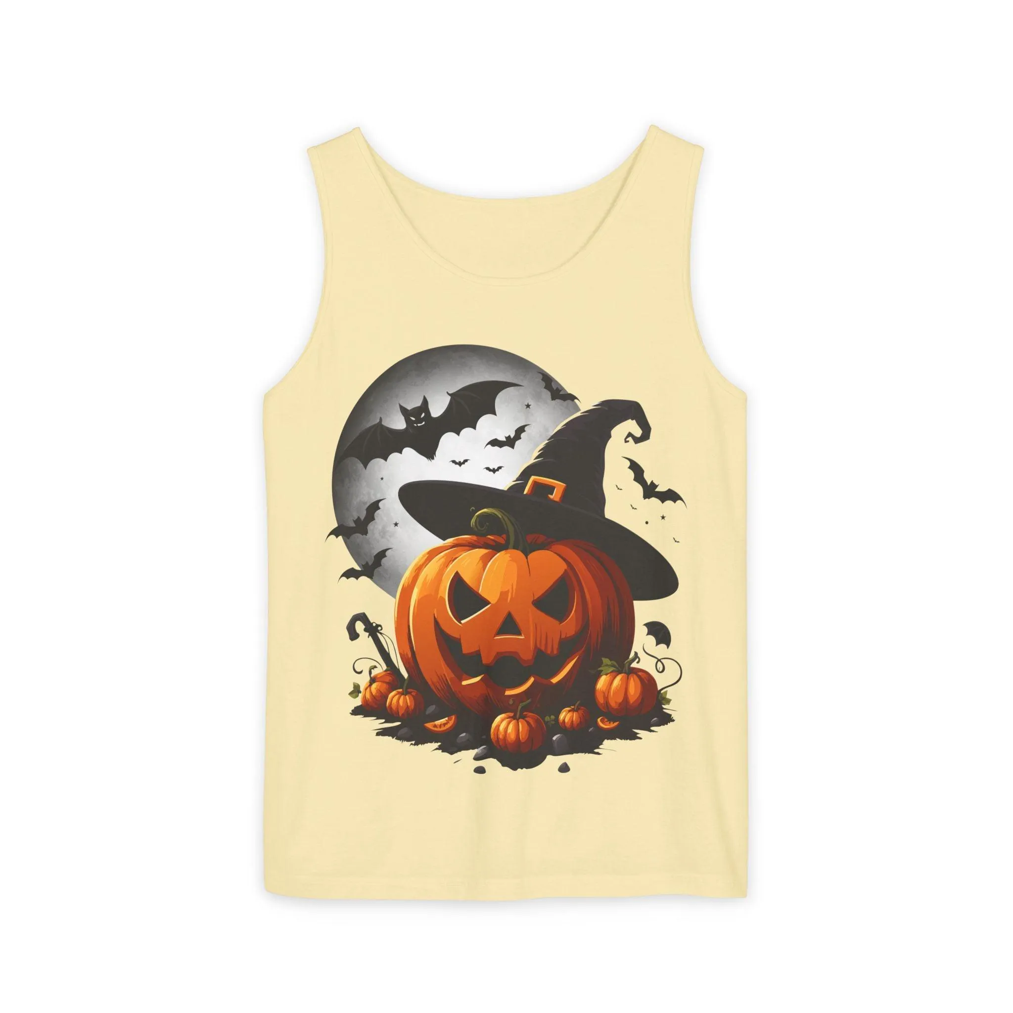 Halloween Witch Pumpkin Unisex Garment-Dyed Tank Top