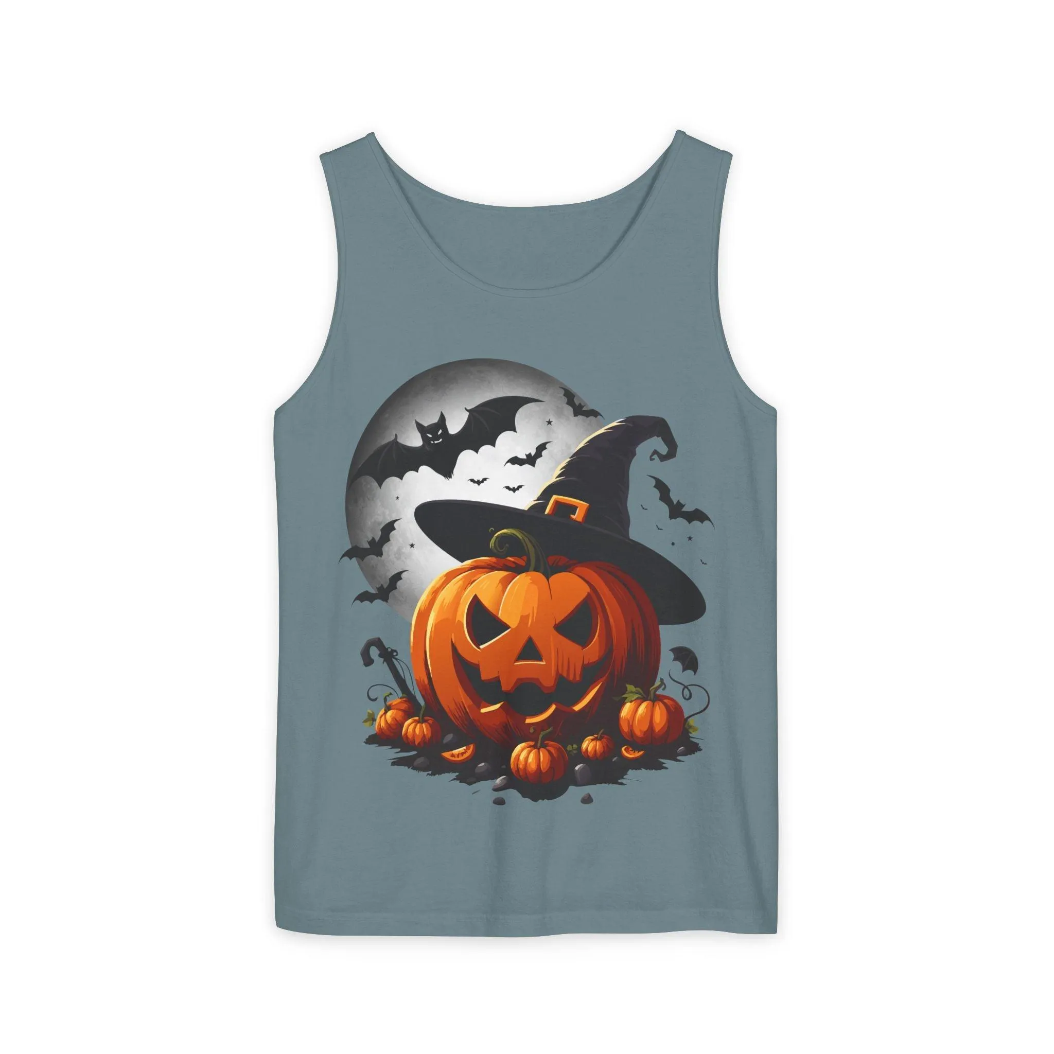 Halloween Witch Pumpkin Unisex Garment-Dyed Tank Top