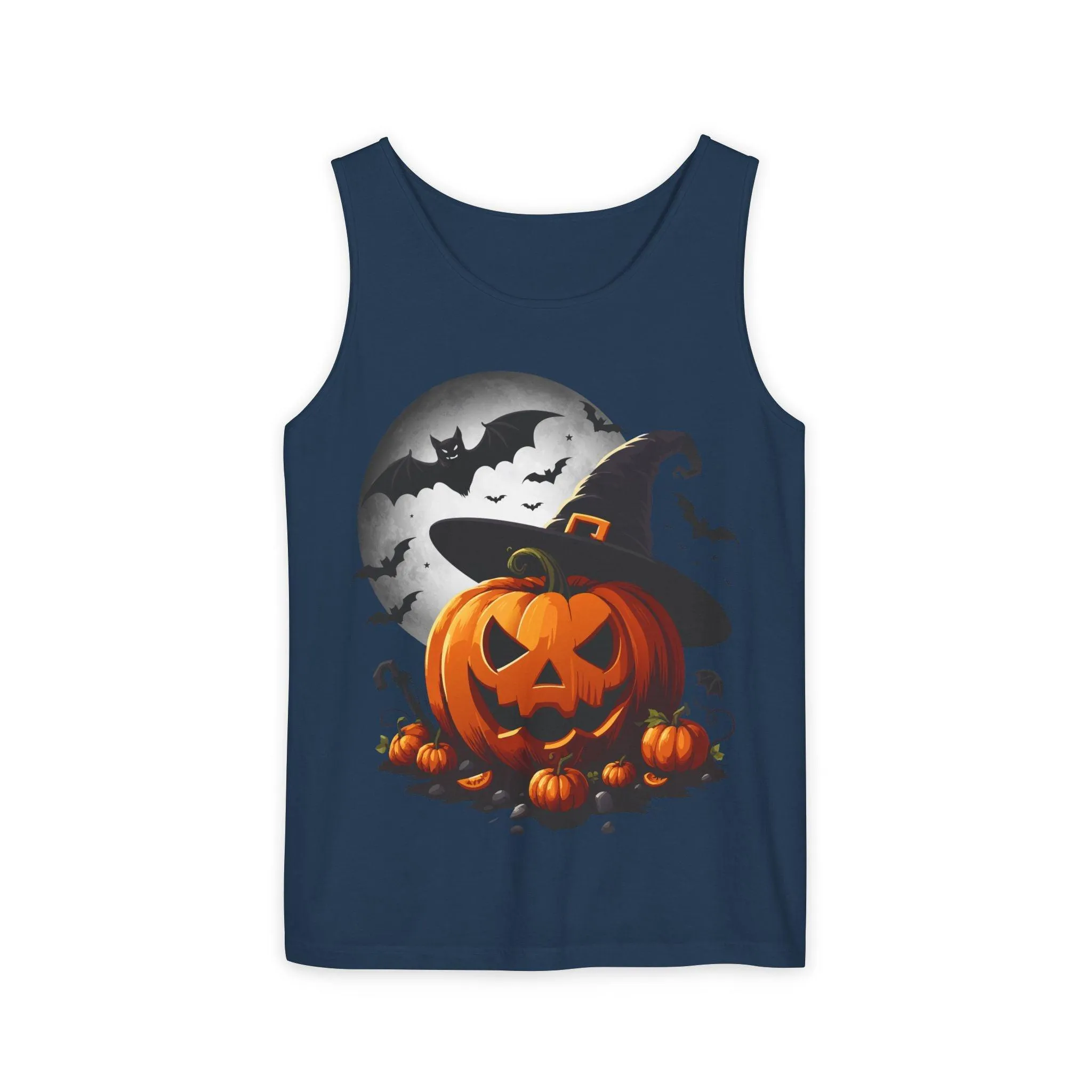 Halloween Witch Pumpkin Unisex Garment-Dyed Tank Top