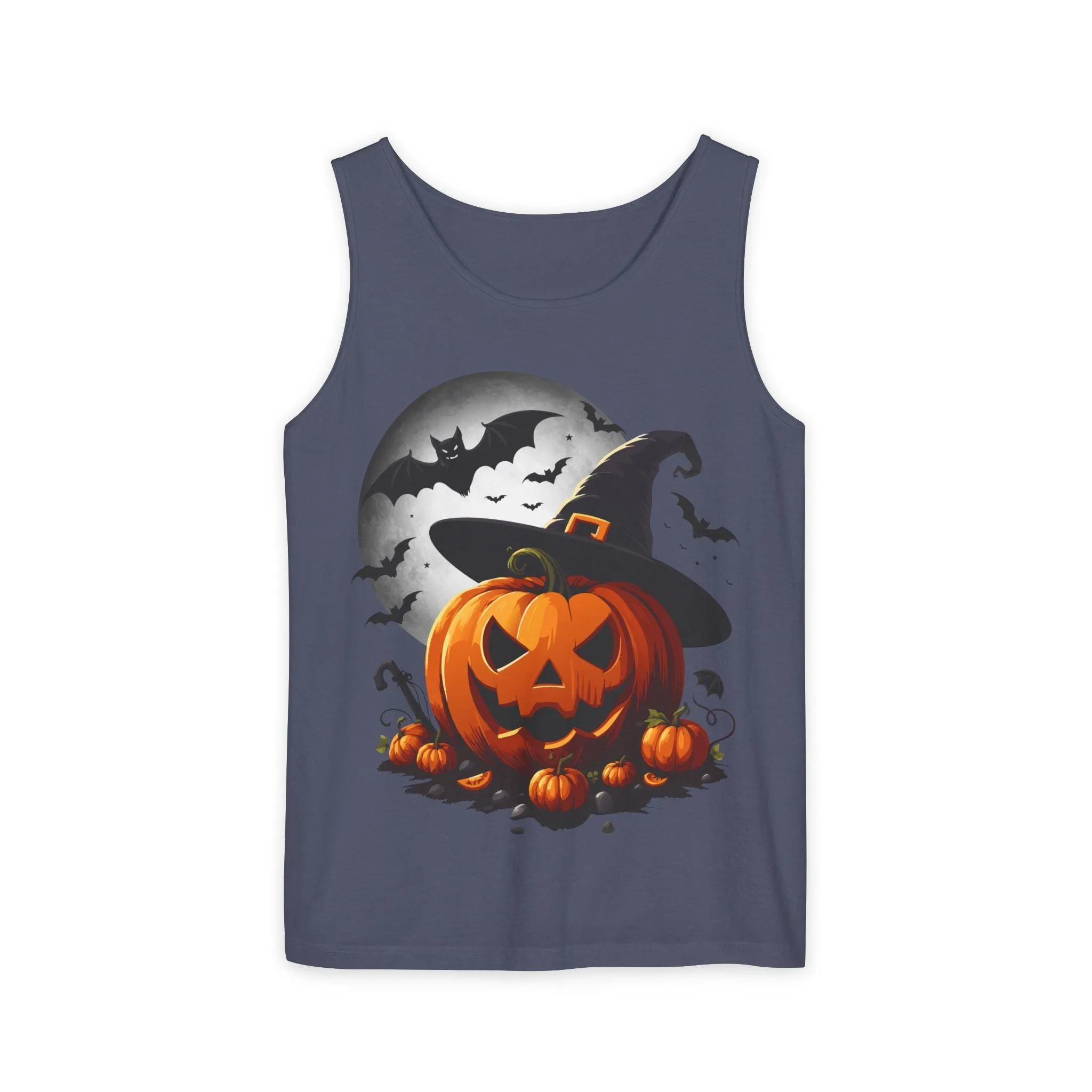 Halloween Witch Pumpkin Unisex Garment-Dyed Tank Top
