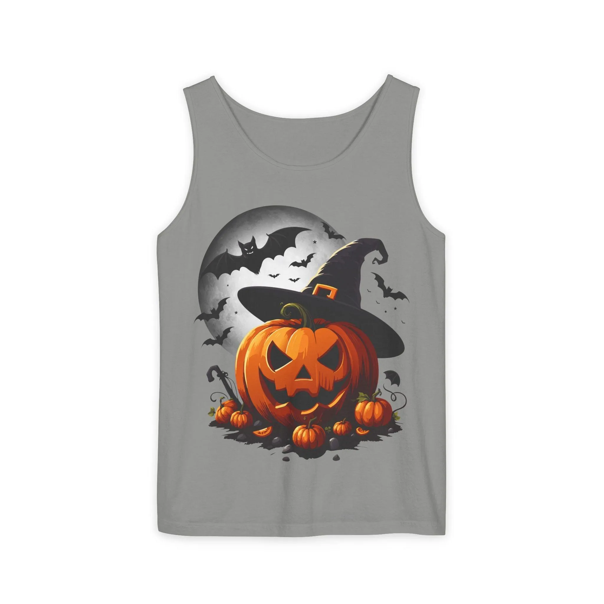Halloween Witch Pumpkin Unisex Garment-Dyed Tank Top