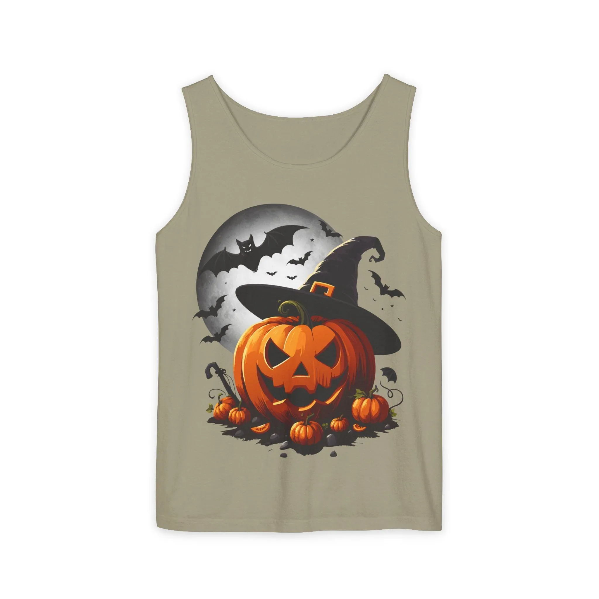 Halloween Witch Pumpkin Unisex Garment-Dyed Tank Top
