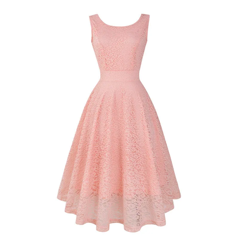 Ketty More Women Easy Round Neck Sleeveless Solid Colored Flower Pattern Dress-KMWC2288