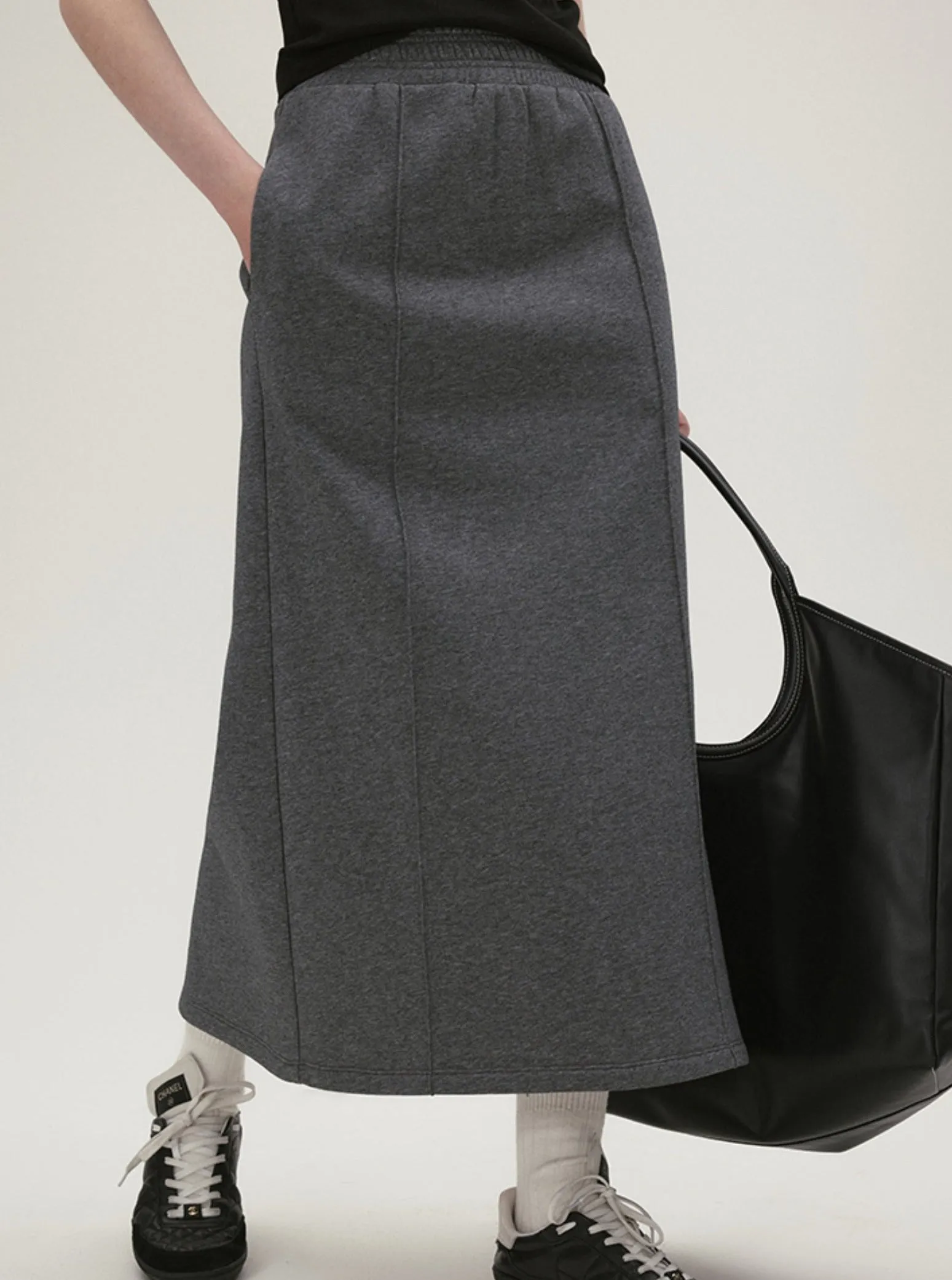 Lazy Elastic Waist Minimalist Dividing Skirt