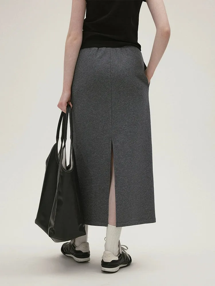 Lazy Elastic Waist Minimalist Dividing Skirt
