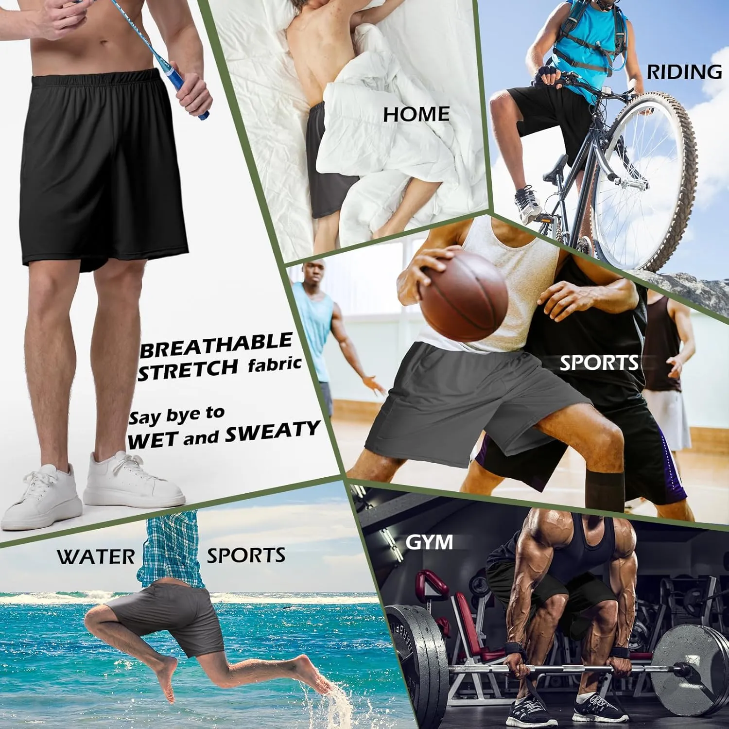 Mens Athletic Running Shorts 2 Pack Quick Dry with Pocket Gym Workout Shorts for Men Swim Trunks Board Pajama