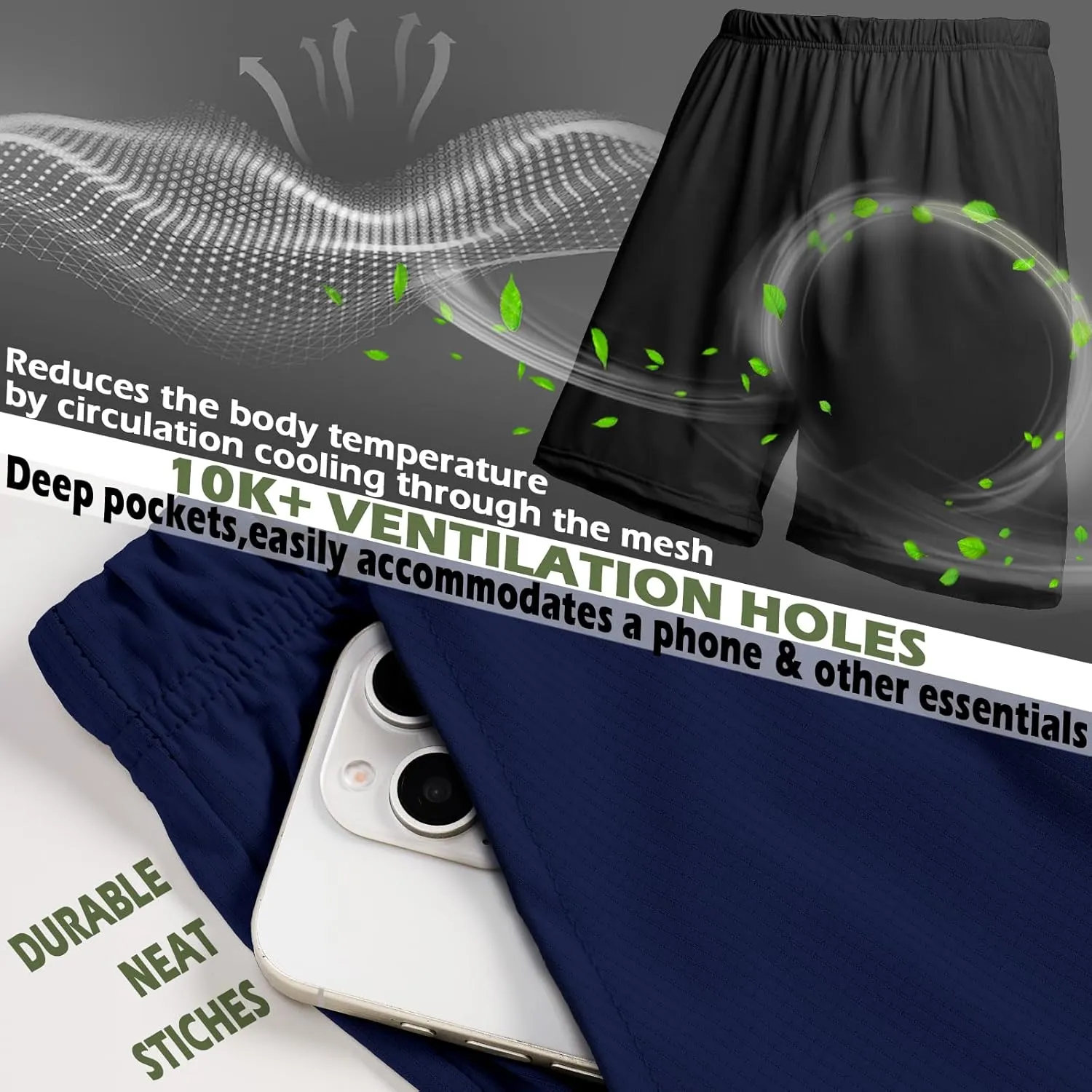Mens Athletic Running Shorts 2 Pack Quick Dry with Pocket Gym Workout Shorts for Men Swim Trunks Board Pajama