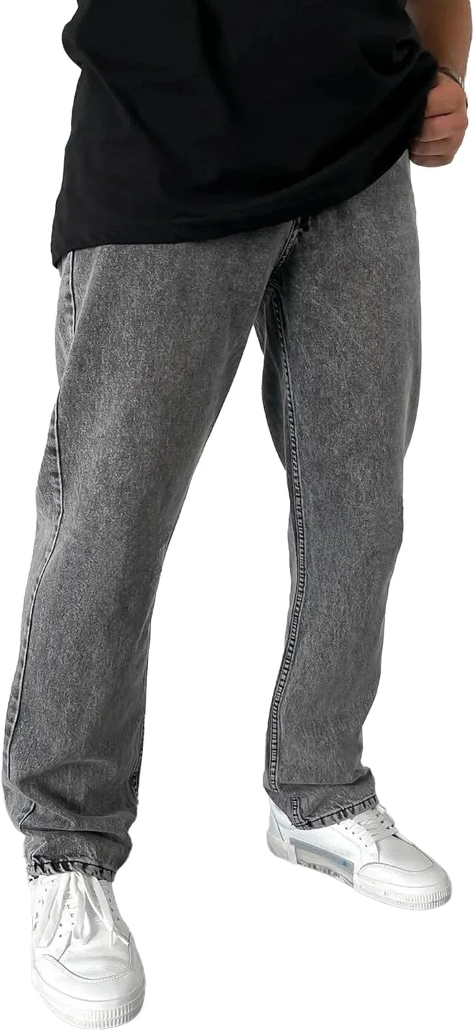 Men's Regular Fit Solid Comfort Basic Jeans Lightweight Streetwear Denim Pants Straight Leg Outdoor Jeans Trouser