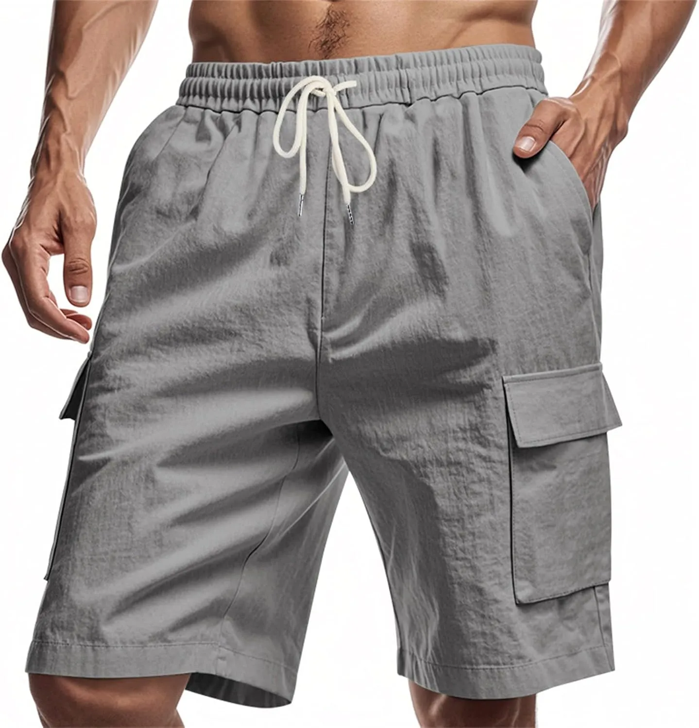 Mens Sports Shorts Drawstring Elastic Waist Short Pants Breathable Quick Dry Running Fitness Joggers Shorts