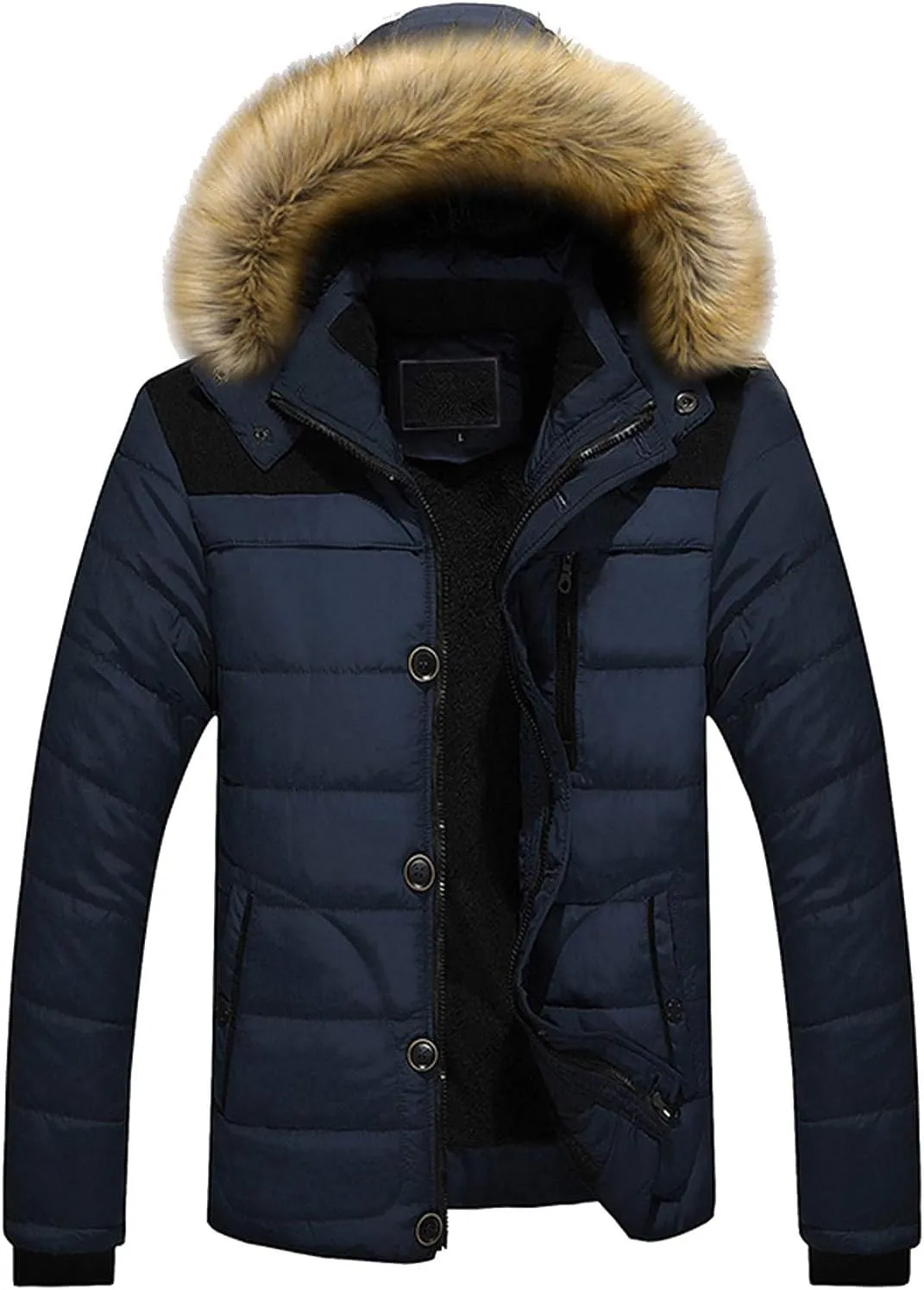 Men's Winter Jackets Soft Zip Up Quilted Long Sleeve Lightweight Hooded Jackets Winter Thicken Warm Jacket for Men