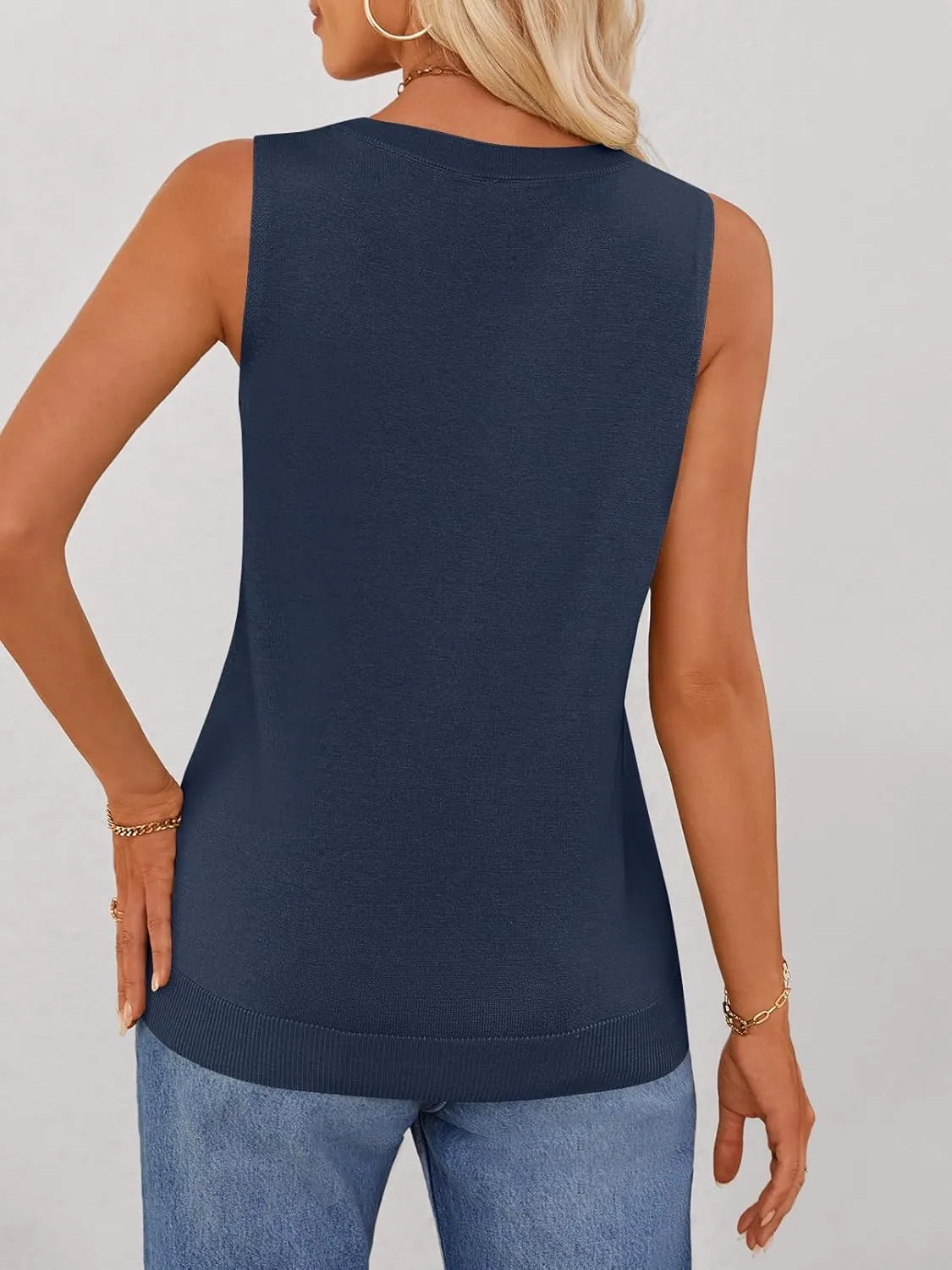 MEROKEETY Women's Summer Sleeveless Sweater Tank Tops 2025 Casual Crew Neck Knit Basic Loose Vest Shirts