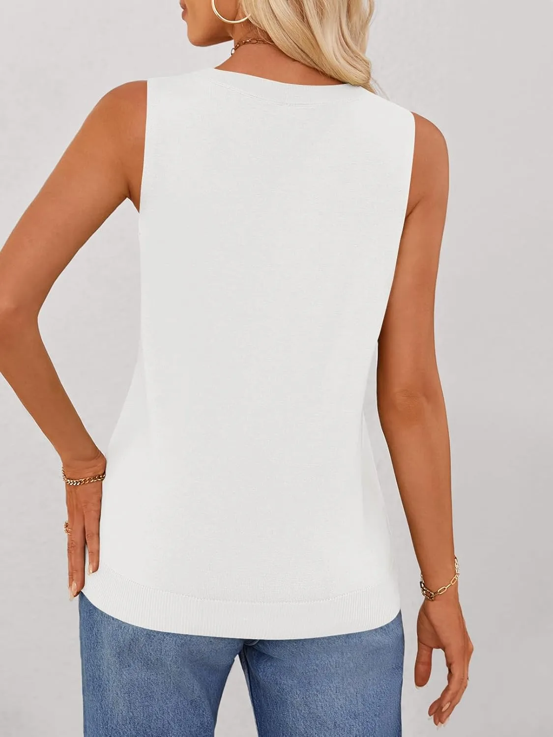 MEROKEETY Women's Summer Sleeveless Sweater Tank Tops 2025 Casual Crew Neck Knit Basic Loose Vest Shirts