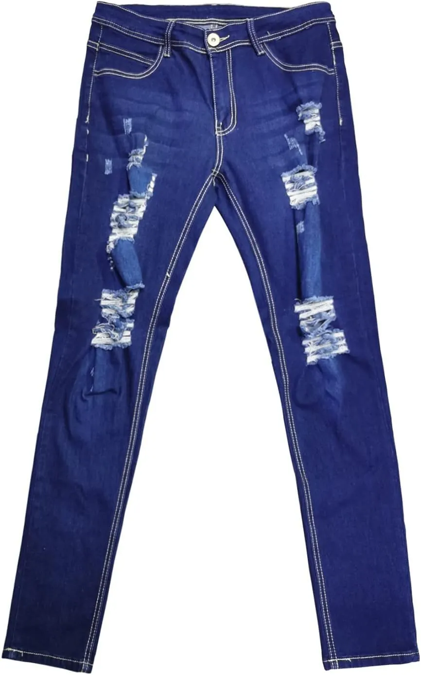 MIDOO Ripped Jeans Men Slim Fit Baggy Jeans Loose Lightweight Denim Pants Soft Skinny Tapered Leg Fashion Pants with Holes
