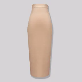 Minimalist Solid High Waist Back Slit Bodycon Bandage Midi Pencil Skirt
