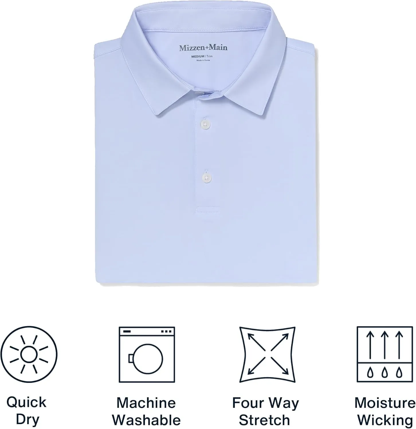 Mizzen Main Versa Men's Performance Short-Sleeve Polo - Lightweight, Moisture-Wicking, UPF 50 , 4-Way Stretch - Trim Fit