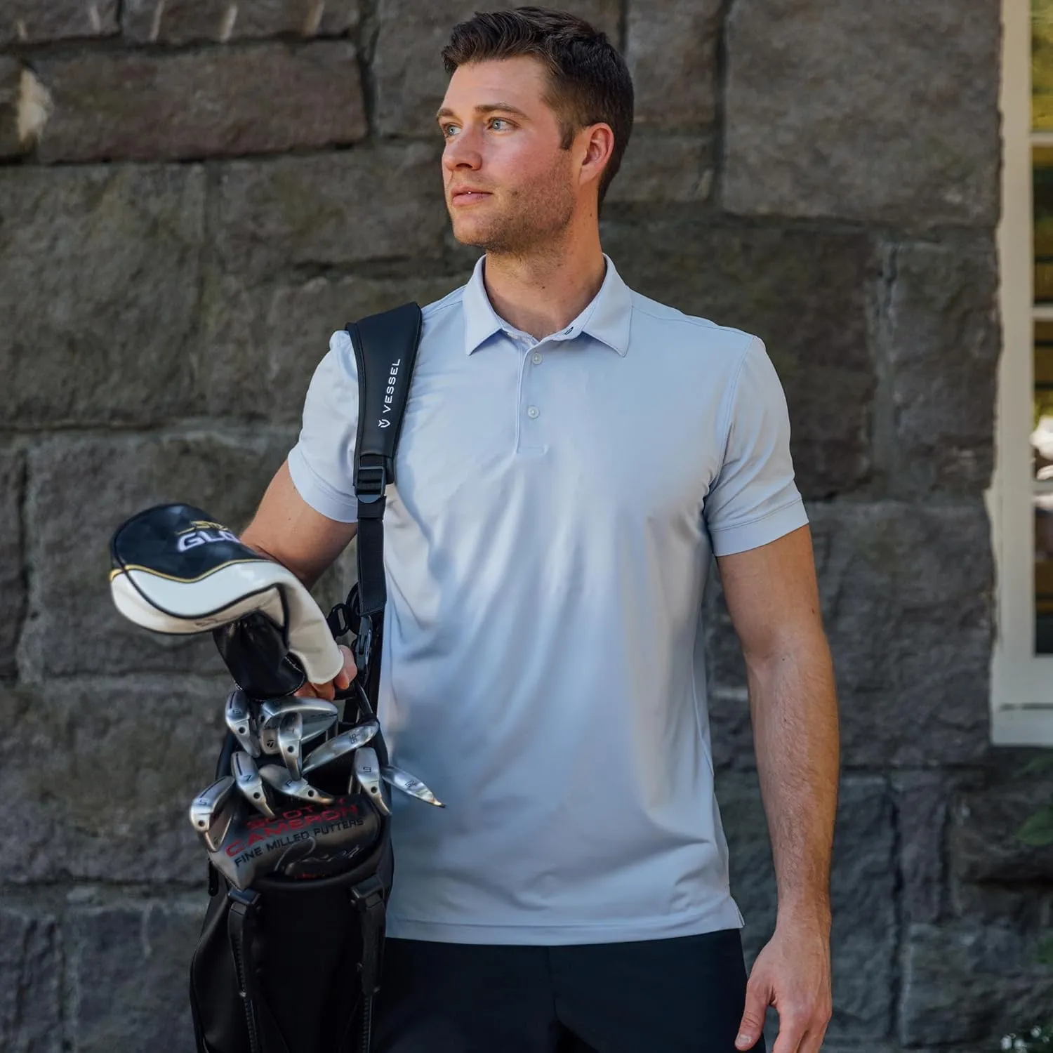 Mizzen Main Versa Men's Performance Short-Sleeve Polo - Lightweight, Moisture-Wicking, UPF 50 , 4-Way Stretch - Trim Fit