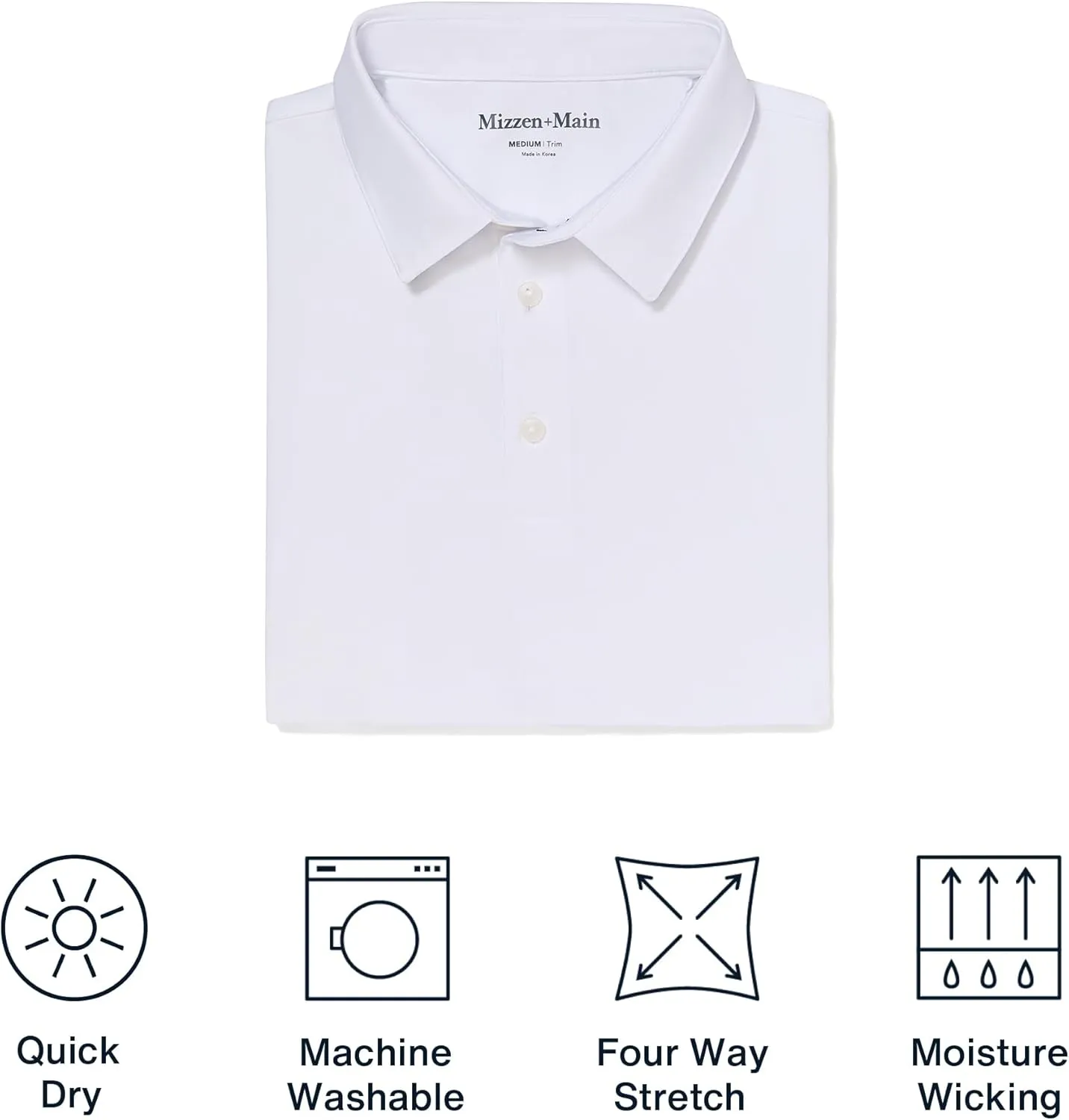 Mizzen Main Versa Men's Performance Short-Sleeve Polo - Lightweight, Moisture-Wicking, UPF 50 , 4-Way Stretch - Trim Fit