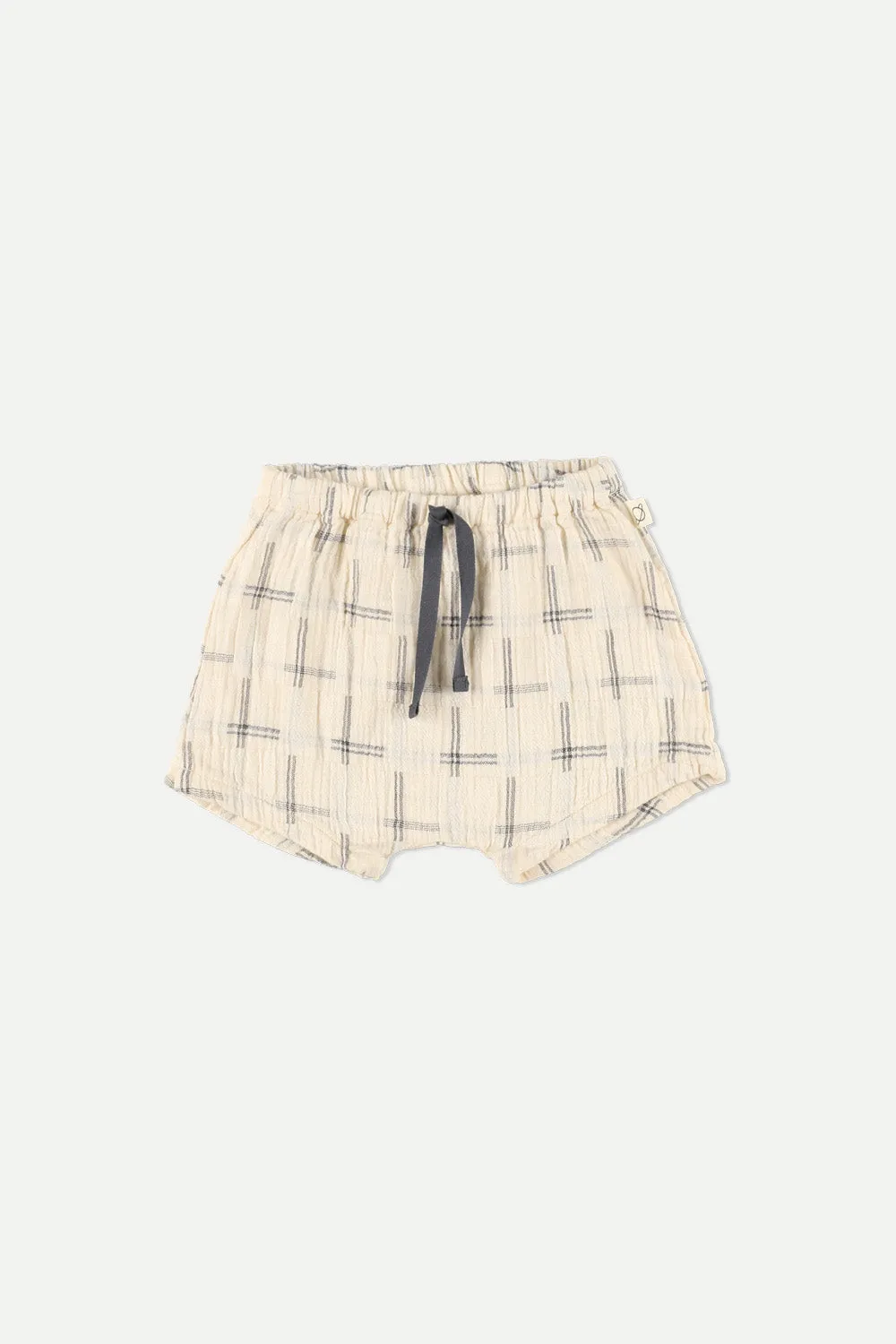 Organic plaid muslin baby shorts