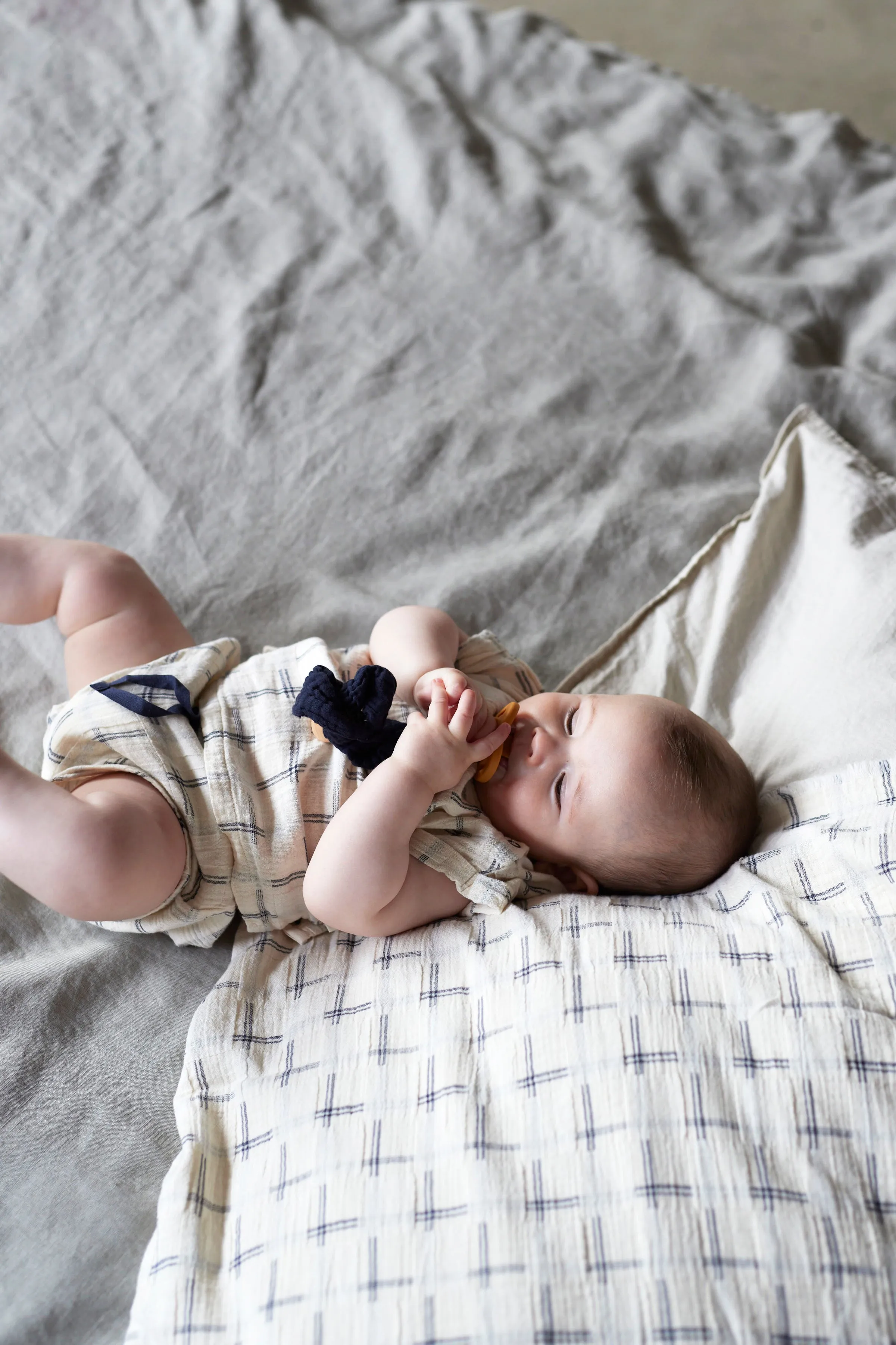 Organic plaid muslin baby shorts