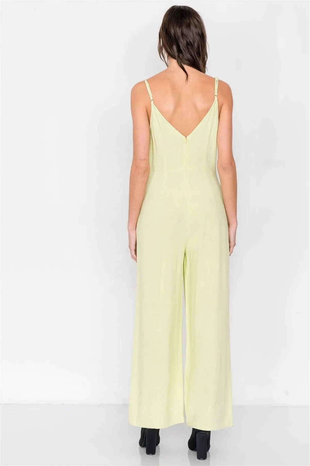 Pastel Lemonade V-Neck Casual Maxi Jumpsuit  /3-2-1
