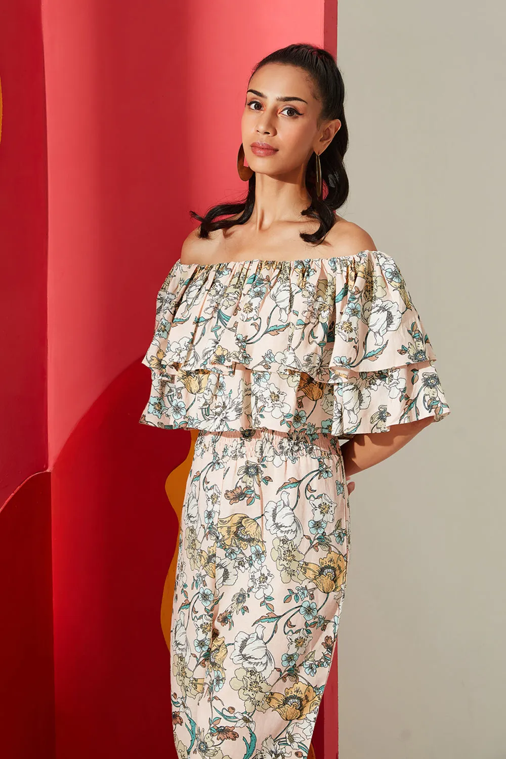 Pastel Print Off The Shoulder Jumpsuit