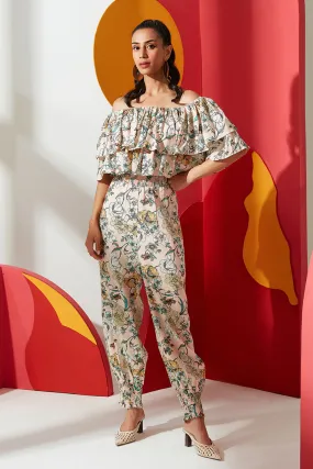 Pastel Print Off The Shoulder Jumpsuit