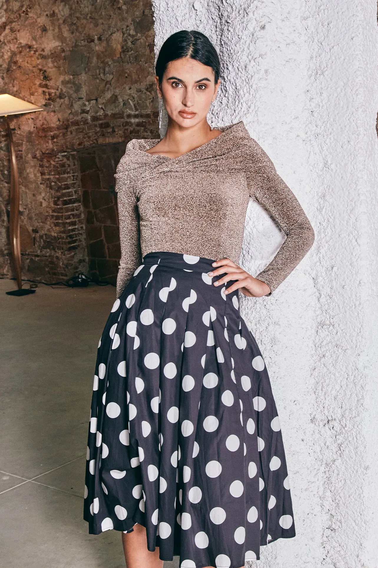 POLKA DOTY PRINT SKIRT