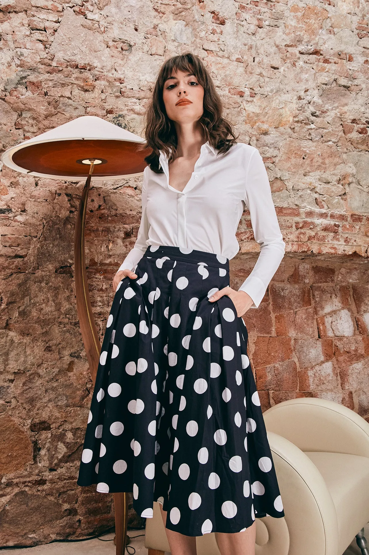 POLKA DOTY PRINT SKIRT