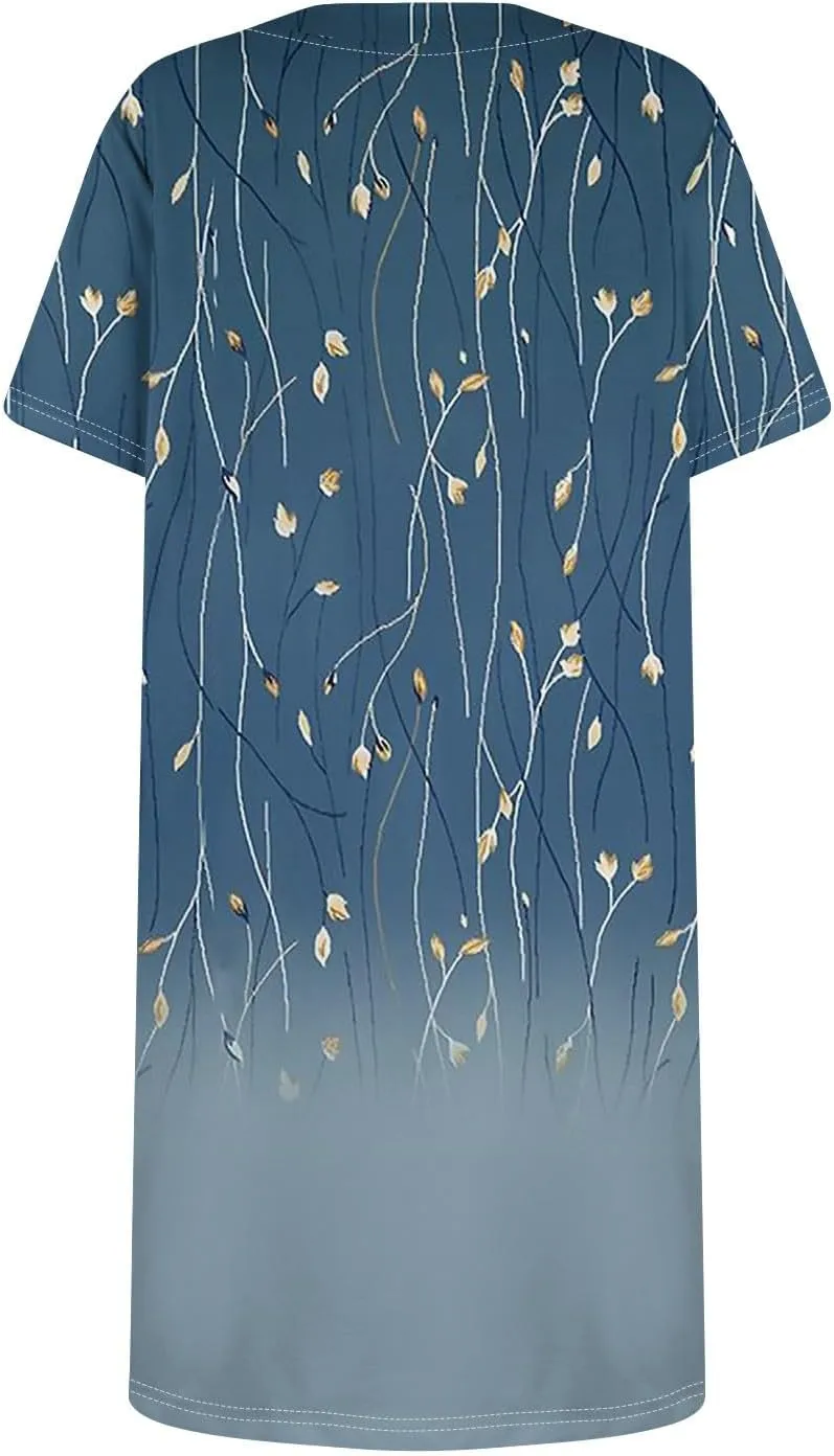 Purple Dress 2025 Novelty Women's Lightweight Solid Dress Elegant Square Neck Short Sleeve Floral Graphic Dress with Pockets