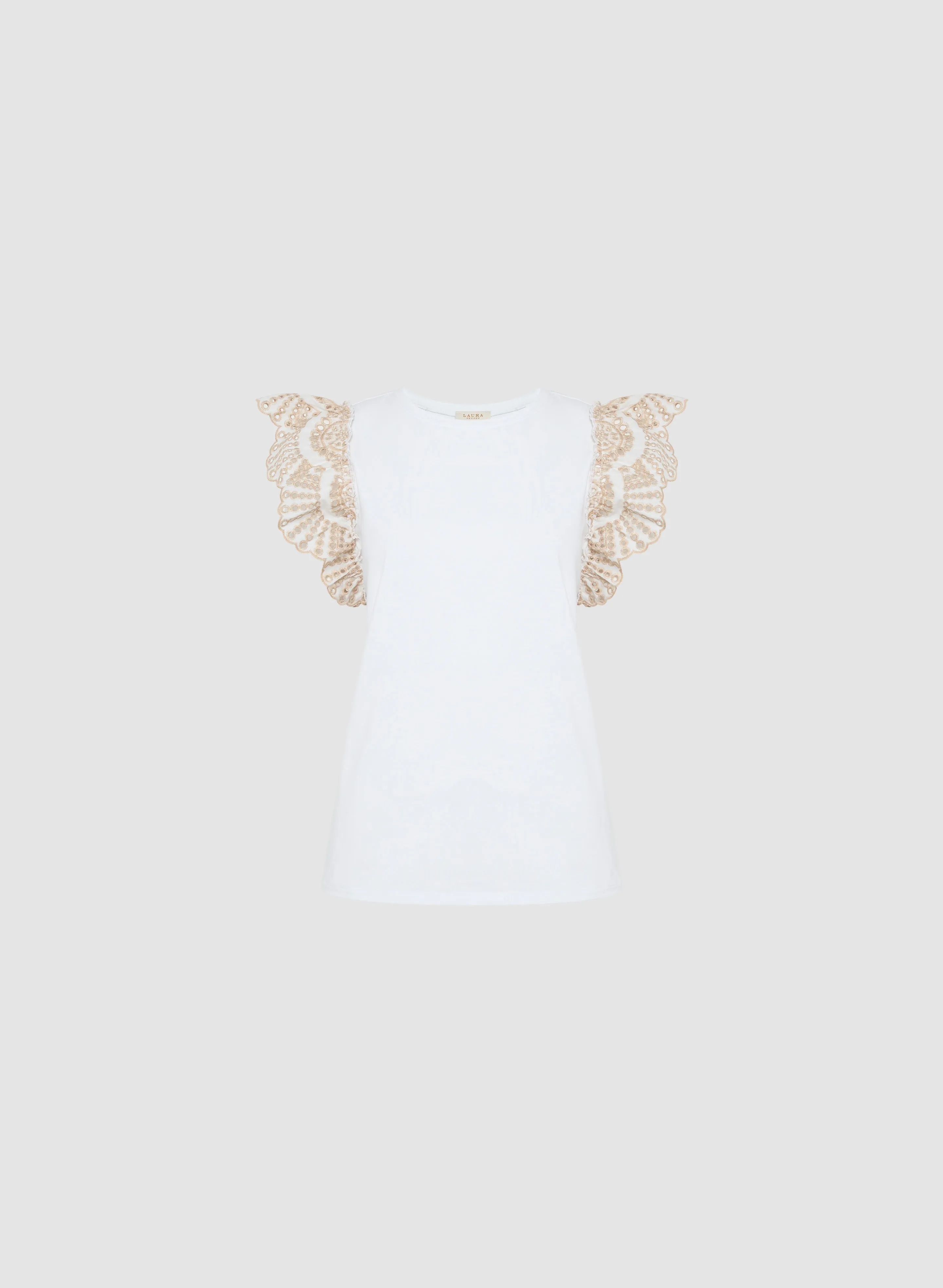 Ruffled Eyelet Sleeve Tee