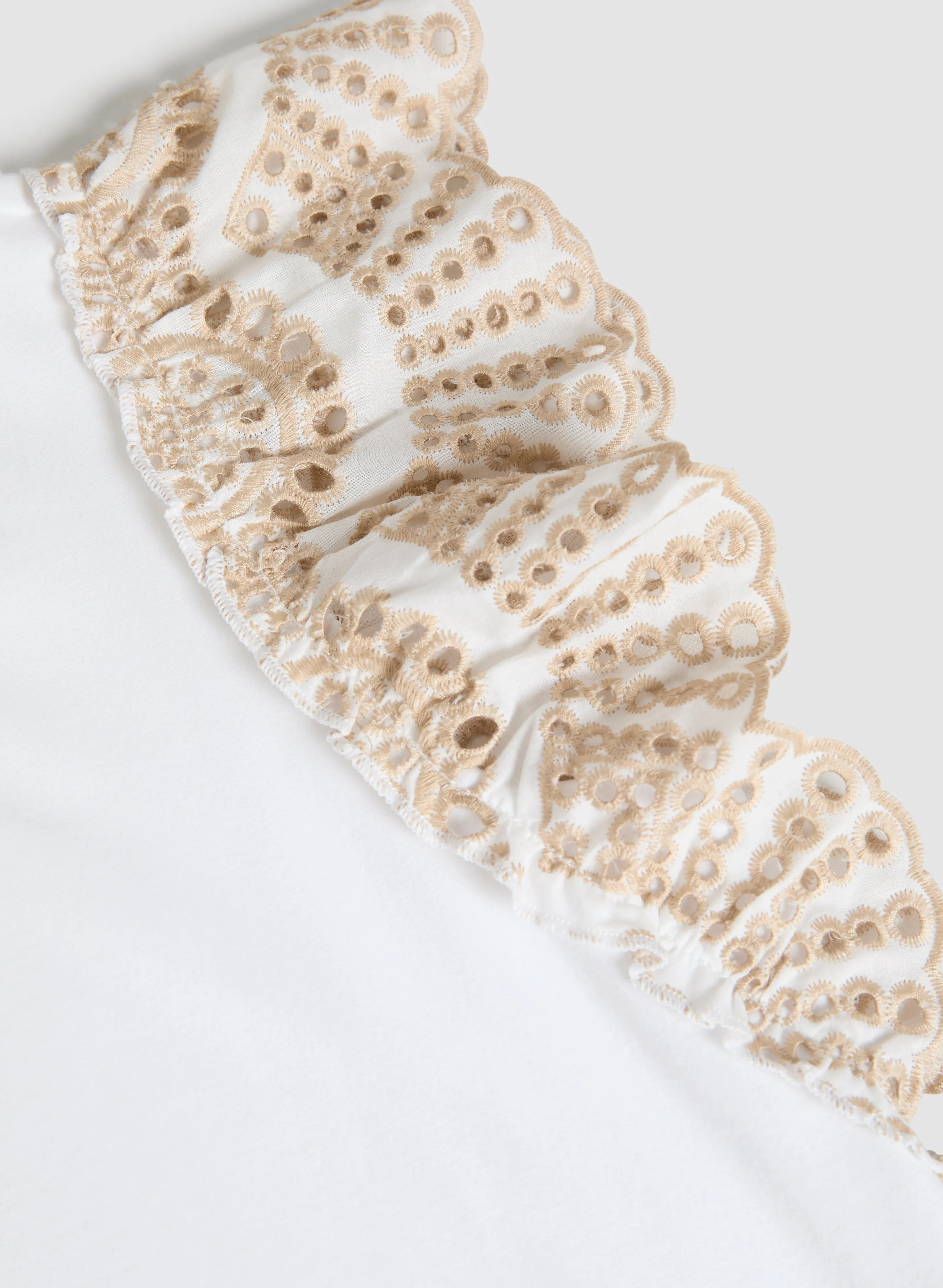 Ruffled Eyelet Sleeve Tee