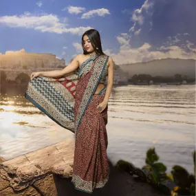 Sapno ki rani handblock premium cotton saree and blouse