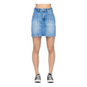Seamed High Rise Mini Skirt Blue
