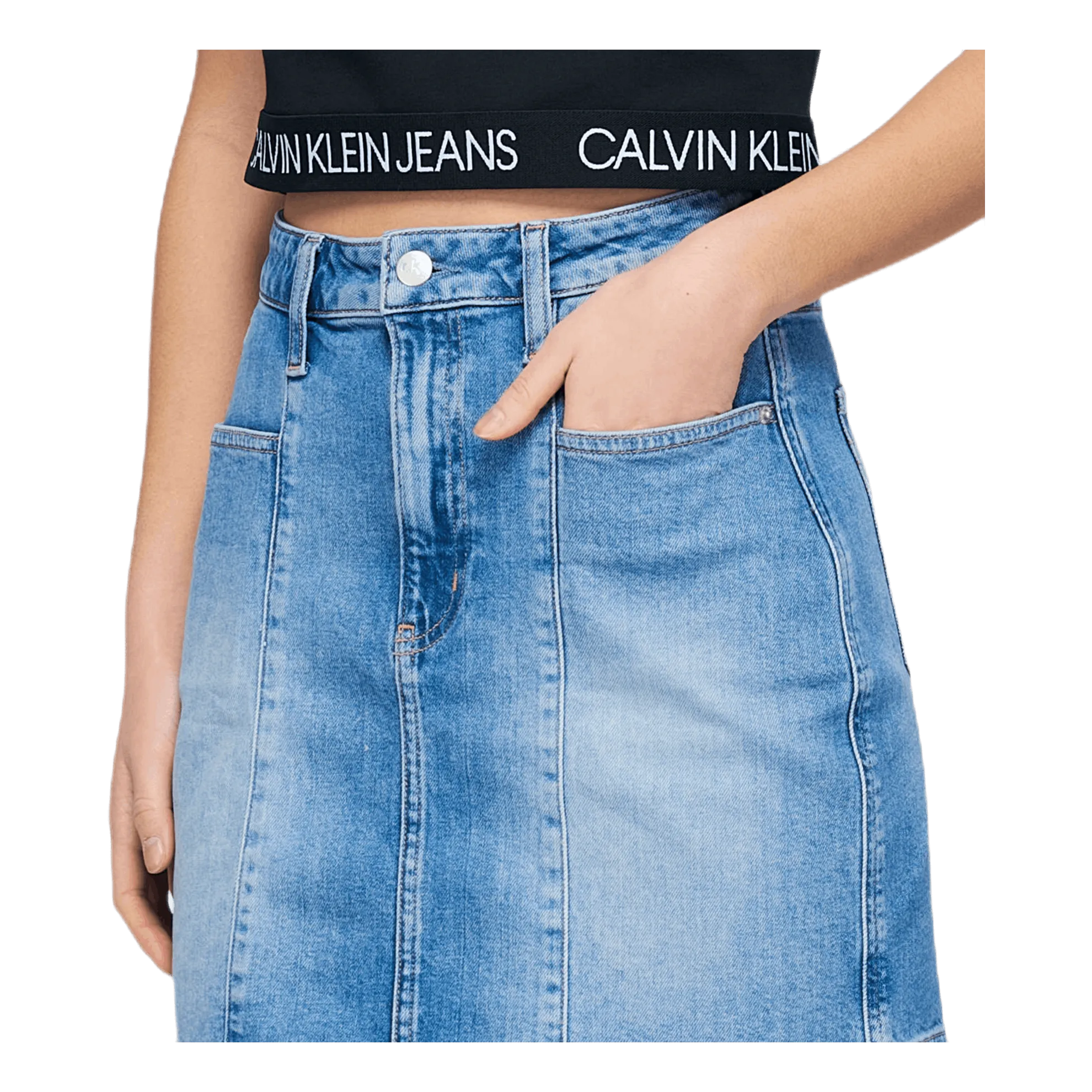 Seamed High Rise Mini Skirt Blue