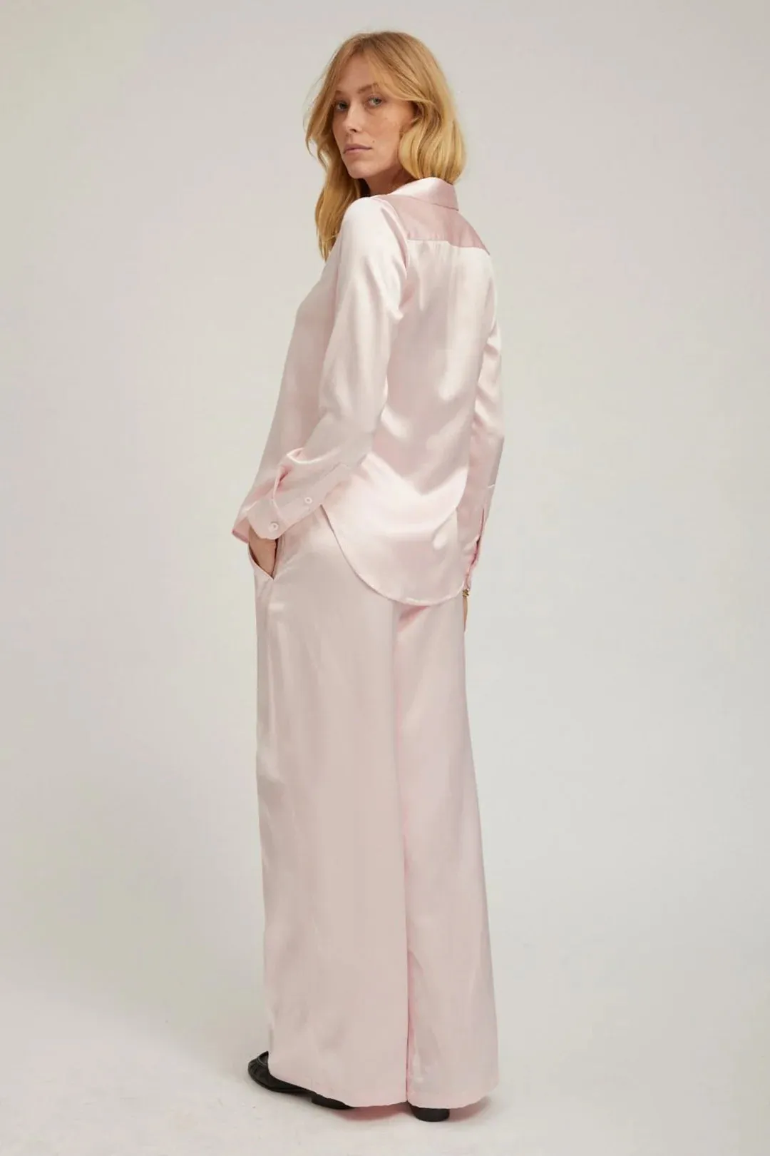 Silk Fitted Button Up