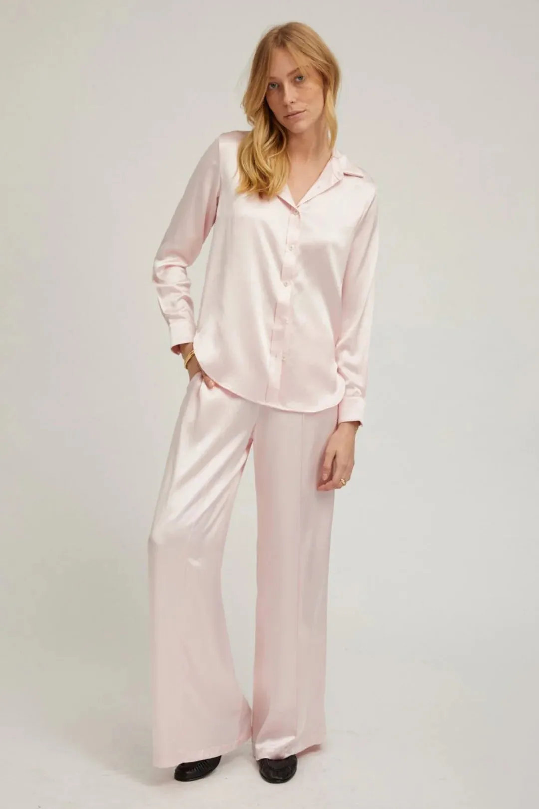 Silk Fitted Button Up