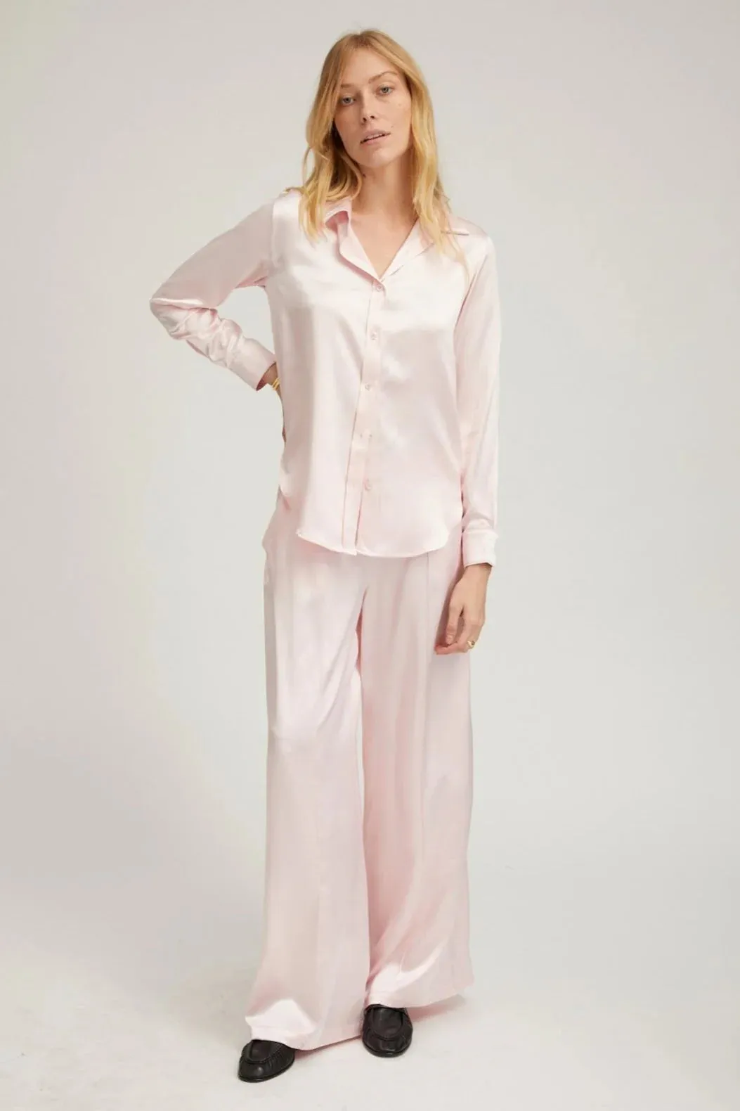Silk Fitted Button Up