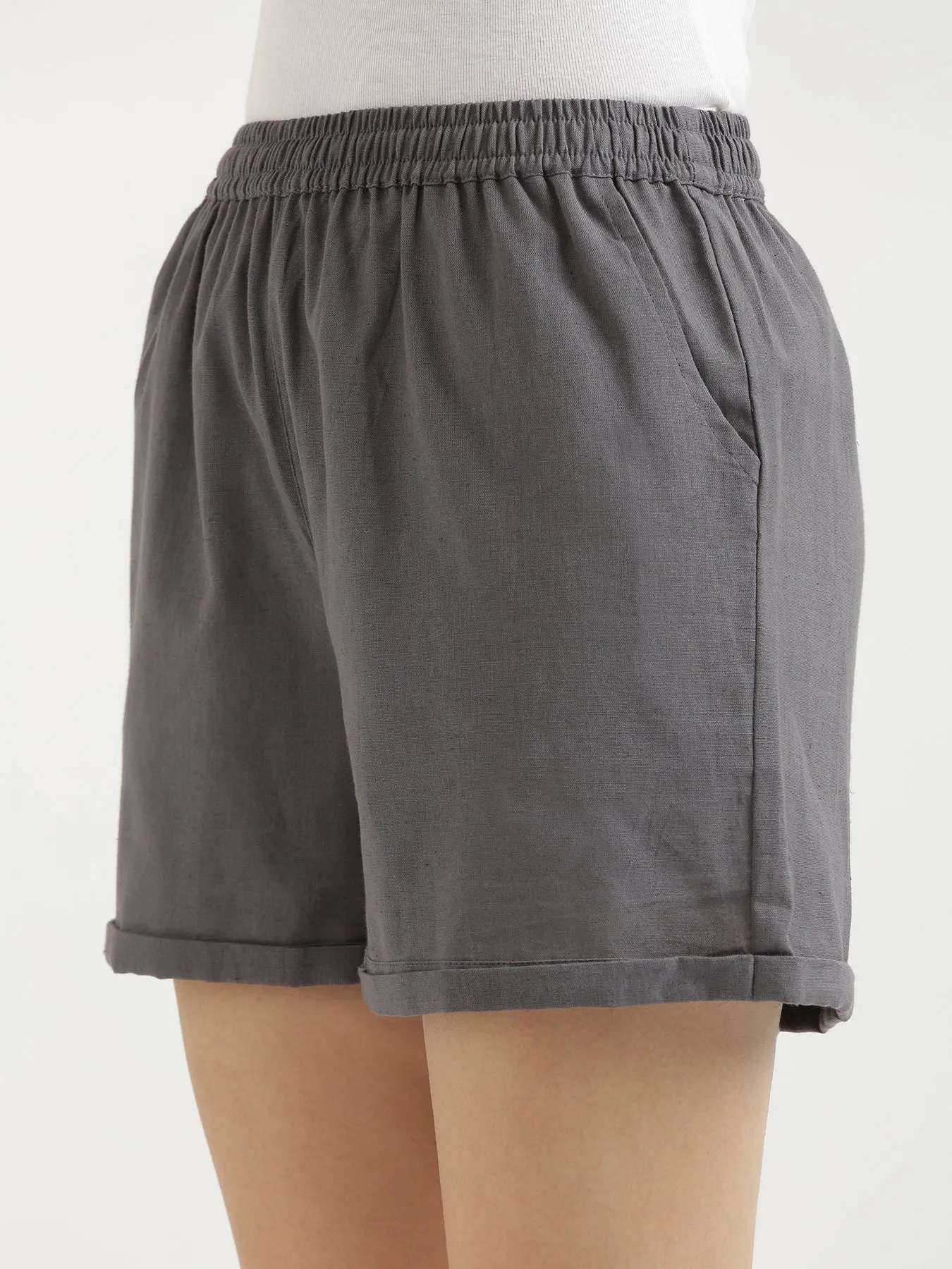 Slate Grey Airy-Linen Shorts