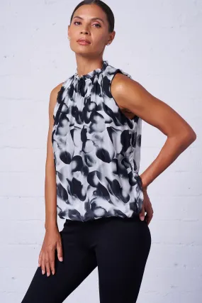 Sleeveless Silk Print Blouse
