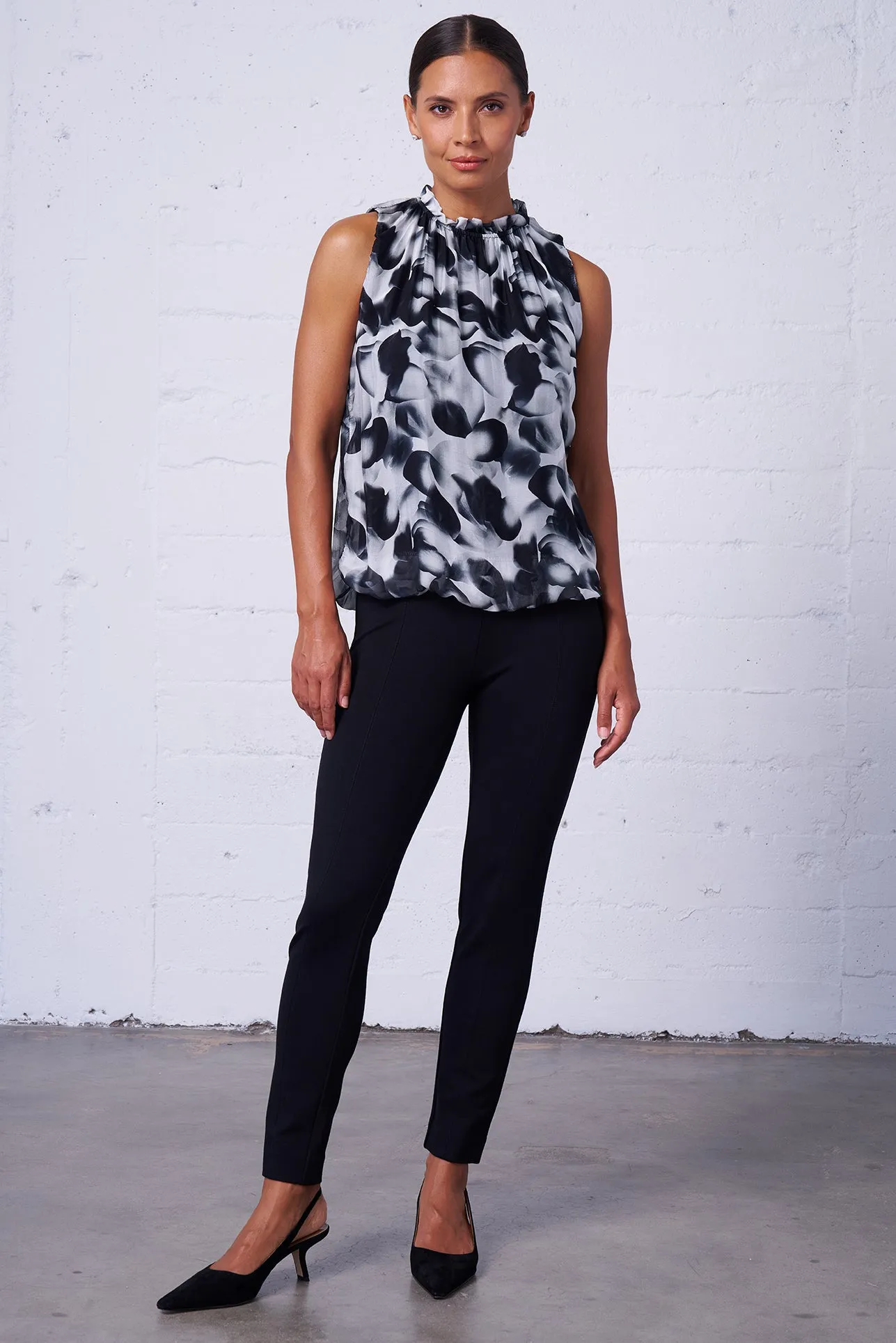 Sleeveless Silk Print Blouse