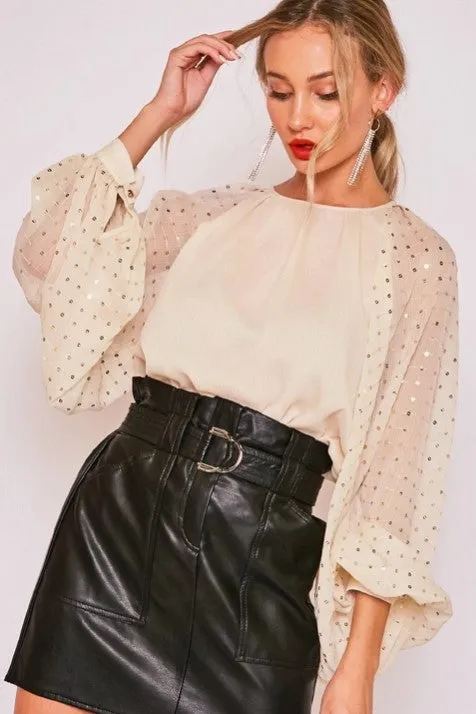 Sparkle and Shine Sequin Sleeve Top