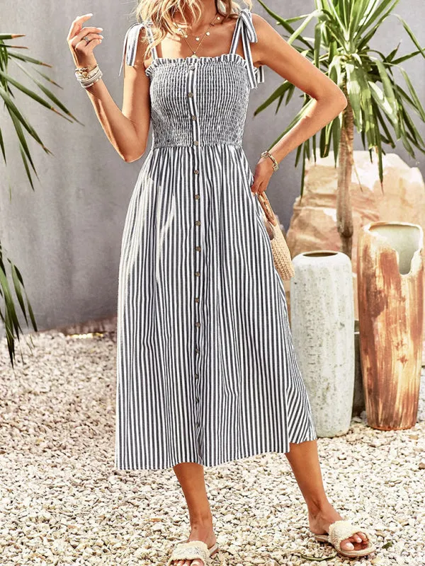 Striped Elegant Suspender Dress