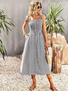 Striped Elegant Suspender Dress