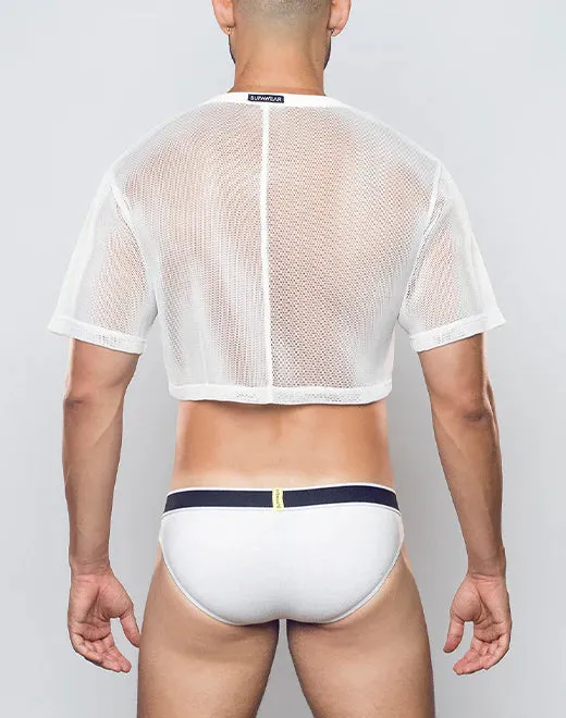 Supawear 3D mesh cropped top white