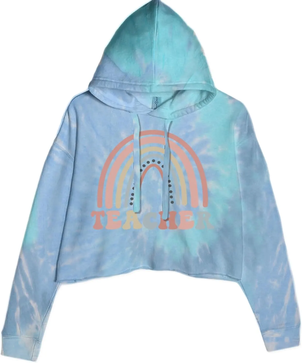 Teacher Pastel Rainbow Cropped Fleece Hoodie, Soft & Cozy Fabric, Trendy Fit, Stylish Pullover
