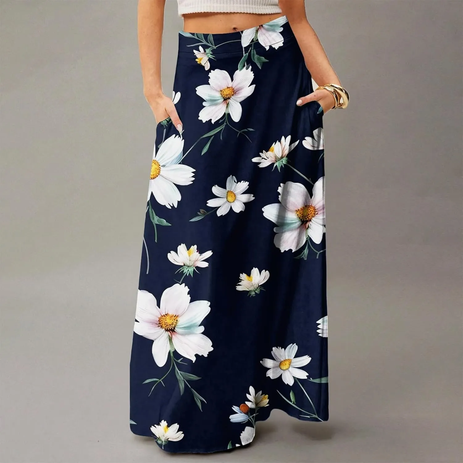 Trendy Women's Skirts, Boho Vacation Summer Casual Flowy Beach Womens Skirts