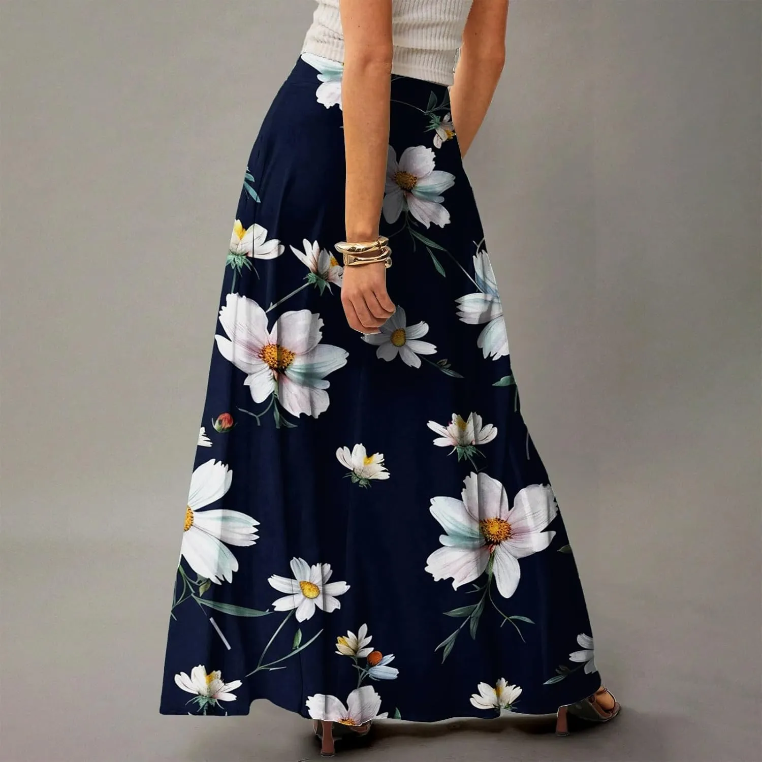 Trendy Women's Skirts, Boho Vacation Summer Casual Flowy Beach Womens Skirts