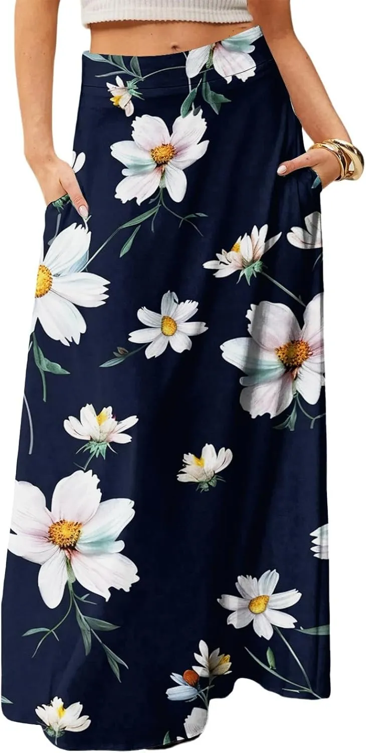 Trendy Women's Skirts, Boho Vacation Summer Casual Flowy Beach Womens Skirts